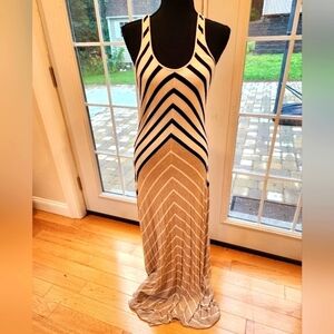 Calvin Klein two-tone, striped, stretchy maxi dress size 4